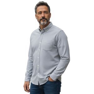 AG Green Label Men’s Oxford Button-Down Shirt Gray Size M Long Sleeve Casual